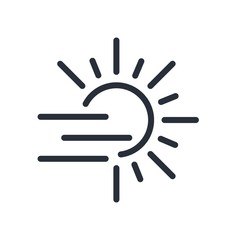 Солнце, облака. Утро. Вечер. Векторный линейный значок.