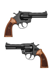 Gun pistol revolver isolated on white back