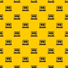 Button sale on laptop pattern seamless vector repeat geometric yellow for any design