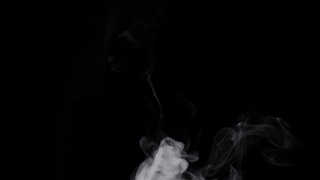 Smoke steam on black background.