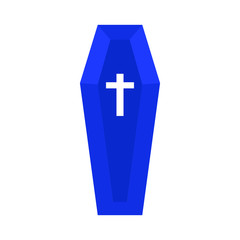Obraz premium Blue casket with cross rip vector symbol