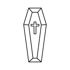 Funeral casket line icon vector symbol illustarion rip