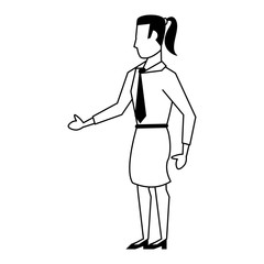 business woman avatar cartoon character in black and white