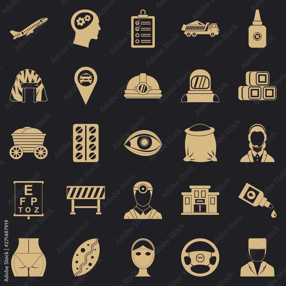 Poster perfect work icons set. simple set of 25 perfect work vector icons for web for any design