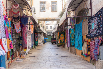 The market for bedding, rugs, rugs in Jerusalem