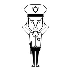 policeman working avatar cartoon character in black and white