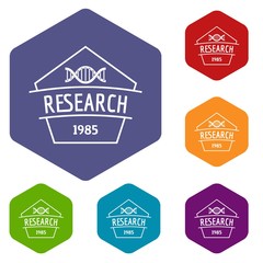 Obraz premium Gmo free research icons vector colorful hexahedron set collection isolated on white 