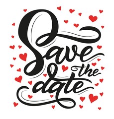 Save the date text calligraphy vector lettering for wedding or love card