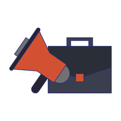 peripone and briefcase icon cartoon blue lines