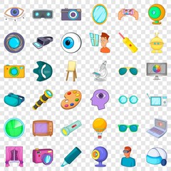 Exploration icons set. Cartoon style of 36 exploration vector icons for web for any design