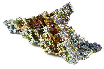 bismuth crystal isolated on white background