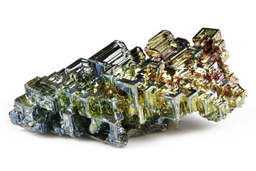 bismuth crystal isolated on white background