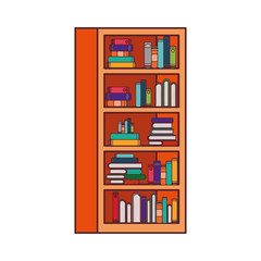 shelving with books in white background