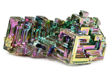 bismuth crystal isolated on white background