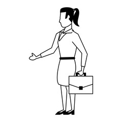 business woman avatar cartoon character in black and white