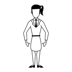 business woman avatar cartoon character in black and white