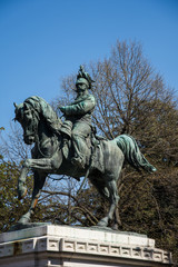 Fototapeta premium VERONA, ITALY- march,2019,: Bronze statue of Victor Emmanuel II located on the Piazza Bra is the largest piazza in Verona