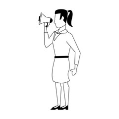 business woman avatar cartoon character in black and white