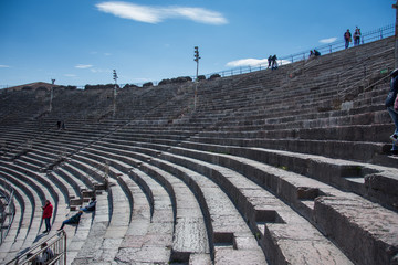 Colliseum in Verona city, Italy,Roman amphitheatre Arena di Verona and Piazza Bra ,march,2019