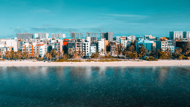 Hulhumale - Maldives, Aerial view from side.