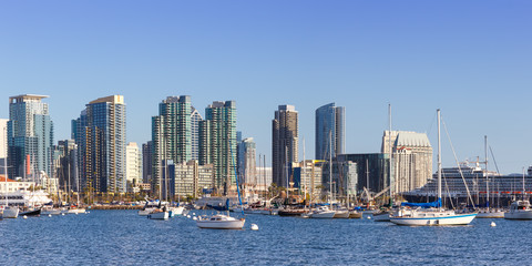 San Diego skyline port harbor California downtown city sea skyscrapers boats