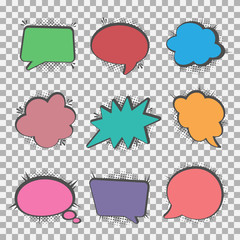Speech bubbles set, Halftone shadows, vector illustration