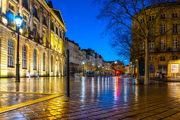 Fototapeta na wymiar Place de la Bourse at night in Bordeaux, France