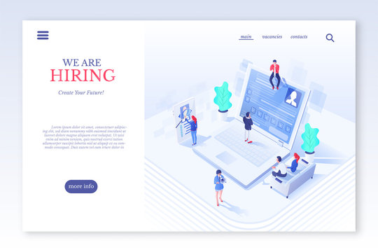 Hiring website page flat vector template