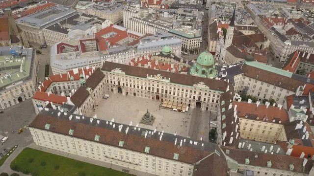 vienna city skyline aerial shot. AERIAL view of Vienna. Cathedrals and cityscape City of Vienna, Austria