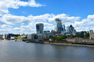 Skyscrapers of the City of London over the Thames , England