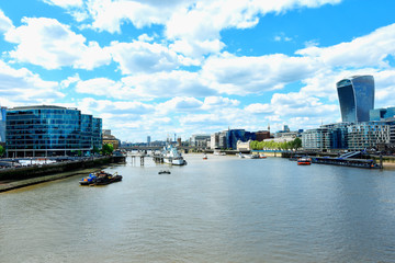 Skyscrapers of the City of London over the Thames , England