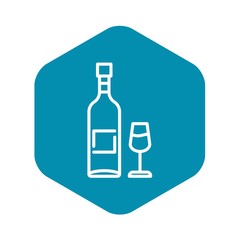 Wine bottle glass icon. Outline wine bottle glass vector icon for web design isolated on white background
