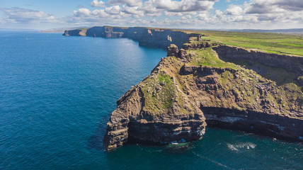 Aerial shot of the cliffs of moher