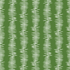 Vector green seamless pattern with fern leaves vertical stripes. Suitable for textile, gift wrap and wallpaper.
