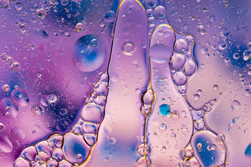 Colourful oil ink bubbles and drops. Abstract template mixed texture background. Wallpaper pattern.