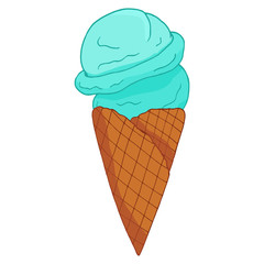 Hand drawn blue ice cream.