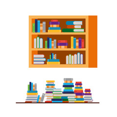 shelving with books in white background