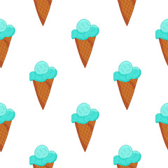 Blue Ice cream seamless pattern.