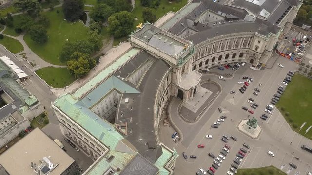 AERIAL view of Vienna. Heldenplatz, Hofburg Imperial Palace and cityscape City of Vienna, Austria