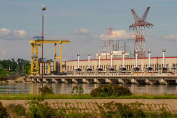 Fototapeta na wymiar Power plant on Danube River