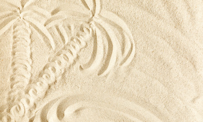 Fototapeta na wymiar Summer concept. Texture light sand. Concept beach holiday. Flat lay, top view, copy space