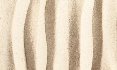 Sommerkonzept. Textur heller Sand. Konzept Strandurlaub. Flache Lage, Draufsicht, Kopierbereich © prime1001