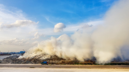 Waste plastic bottles and other types of plastic waste at the Thilafushi waste disposal site.