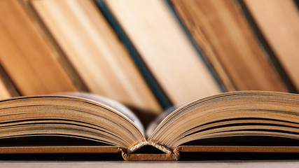 Macro view of old books