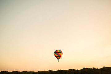 Rainbow Hot Air Balloon With Landscape