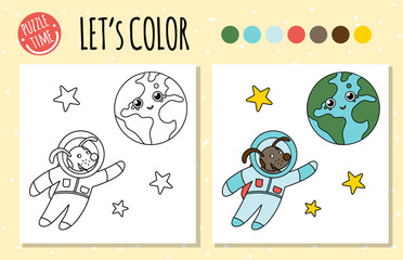 Coloring book with astronaut and earth.