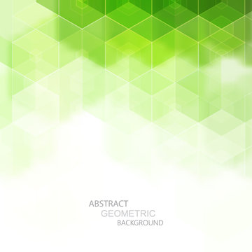  Geometric design of green vector hexagons. Brochure template