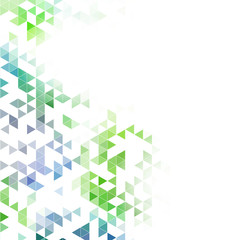 Fototapeta na wymiar Vector geometric design of blue-green triangles. Abstract background, brochure template