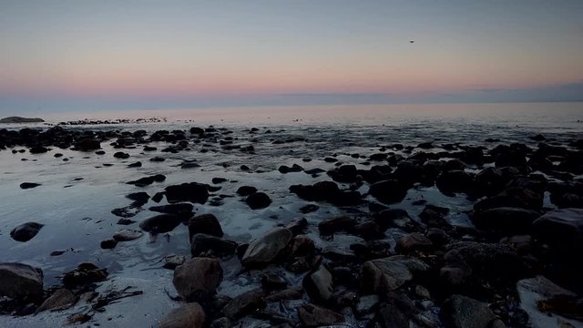 Footage of the ocean at St Helena bay on the west coast of south africa at dusk