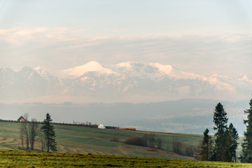 Tatra Mountain veiw from pass over Lapszanka pointveiw